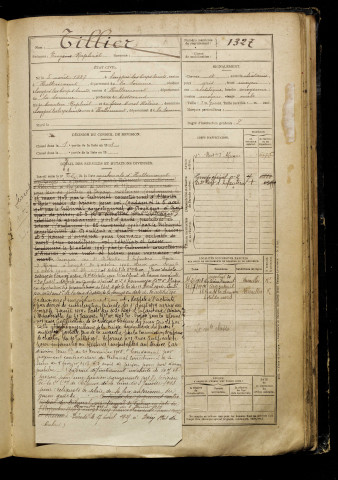 Tillier, Eugène Raphaël, né le 05 août 1887 à Longpré-les-Corps-Saints (Somme), classe 1907, matricule n° 1327, Bureau de recrutement d'Abbeville