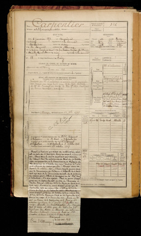 Carpentier, Abel François Amédée, né le 05 janvier 1873 à Dompierre-sur-Authie (Somme), classe 1893, matricule n° 732, Bureau de recrutement d'Abbeville