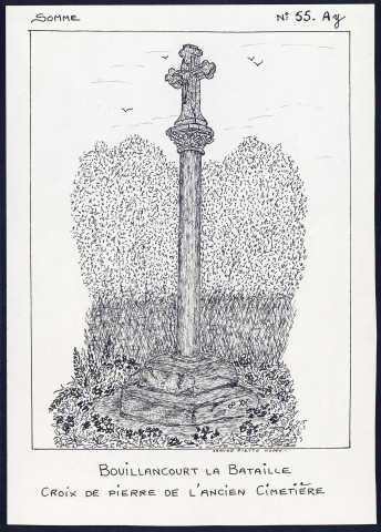 Bouillancourt-la-Bataille : croix de pierre de l'ancien cimetière - (Reproduction interdite sans autorisation - © Claude Piette)