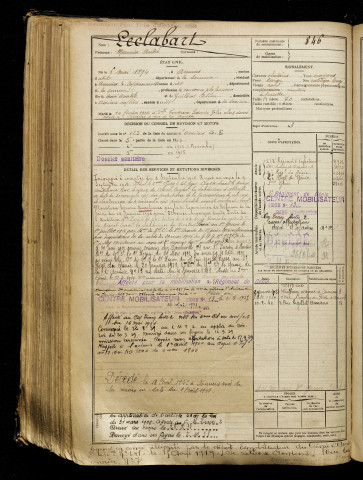 Leclabart, Maurice André, né le 06 mai 1894 à Amiens (Somme), classe 1914, matricule n° 846, Bureau de recrutement d'Amiens