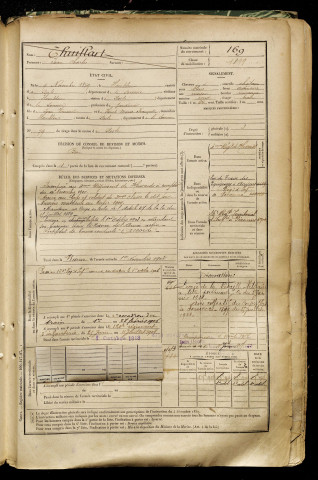 Thuillart, Jean Charles, né le 09 novembre 1879 à Hombleux (Somme), classe 1899, matricule n° 169, Bureau de recrutement de Péronne