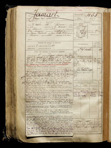 Jamart, Georges Paul Alphonse, né le 27 octobre 1891 à Péronne (Somme), classe 1911, matricule n° 468, Bureau de recrutement de Péronne