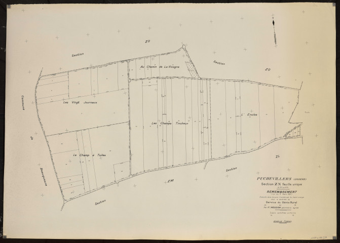 Plan du cadastre rénové - Puchevillers : section ZN