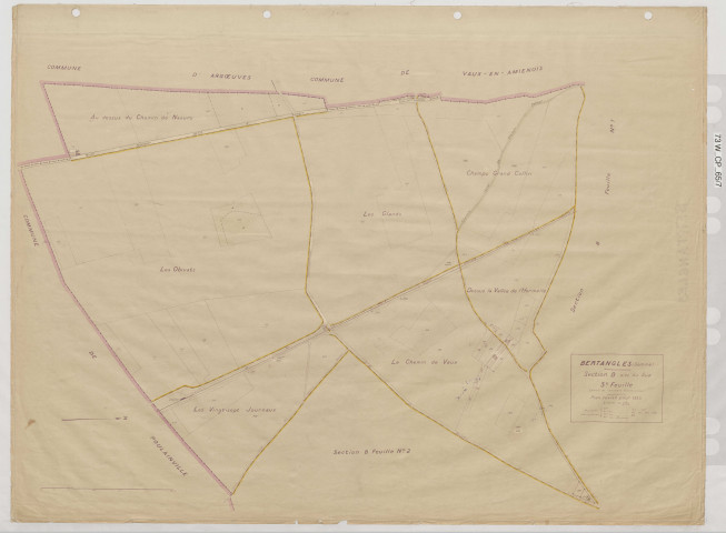 Plan du cadastre rénové - Bertangles : section B3