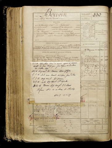 Beuvin, Alfred Camille Edmond, né le 24 janvier 1890 à Talmas (Somme), classe 1910, matricule n° 330, Bureau de recrutement d'Abbeville