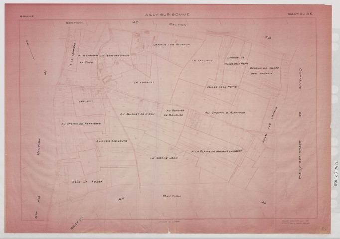 Plan du cadastre rénové - Ailly-sur-Somme : section AK