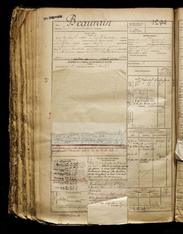 Beaurain, Paul Jules Aristide, né le 17 avril 1897 à Friville-Escarbotin (Somme), classe 1917, matricule n° 1294, Bureau de recrutement d'Abbeville