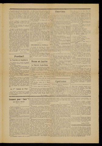 LES SPORTS. JOURNAL DES SPORTSMEN BELGES AUX ARMEES