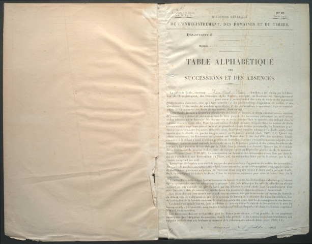 Table des successions et absences du bureau d'Amiens