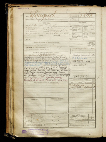 Longuet, André Maurice Edgard, né le 08 juillet 1901 à Bouchon (Somme), classe 1921, matricule n° 1598, Bureau de recrutement d'Amiens