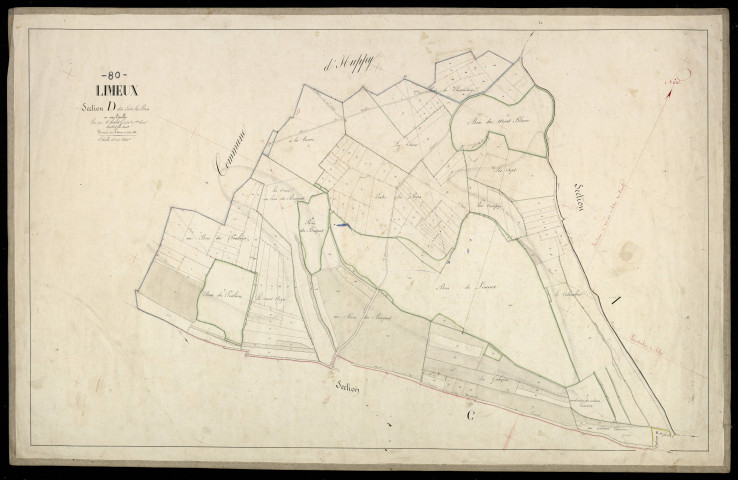 Plan du cadastre napoléonien - Limeux : Entre les Bois, D
