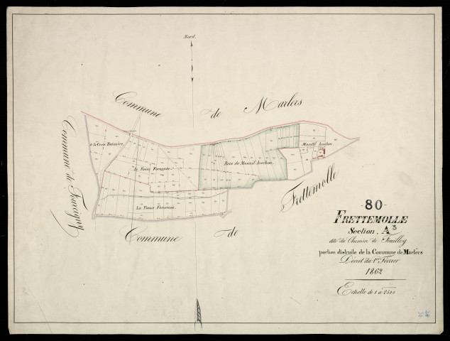 Plan du cadastre napoléonien - Frettemeule (Frettemolle) : Chemin de Fouilloy (Le), A3 (portion distraite de la commune de Marlers en 1862)