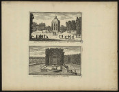 1ère vue : Le pavillon de M. Manse ou réservoir des eaux. 2ème vue : Le devant de l'Isle du Dragon à Chantilly