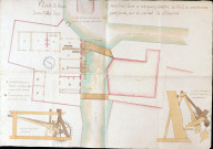 Plan de deux moulins, l'un à reviquer, l'autre à bled, à construire dans l'isles des pestiferés, sur le canal de l'Eauette