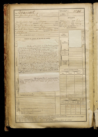 Trancart, Jean Marie Joseph Emile Louis, né le 25 août 1877 à Amiens (Somme), classe 1897, matricule n° 1296, Bureau de recrutement d'Amiens