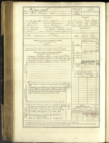 Roussel, Emile Célestin, né le 26 décembre 1860 à Arrest (Somme, France), classe 1880, matricule n° 865, Bureau de recrutement d'Abbeville