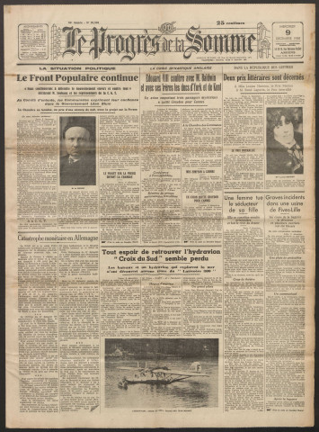 Le Progrès de la Somme, numéro 20909, 9 décembre 1936