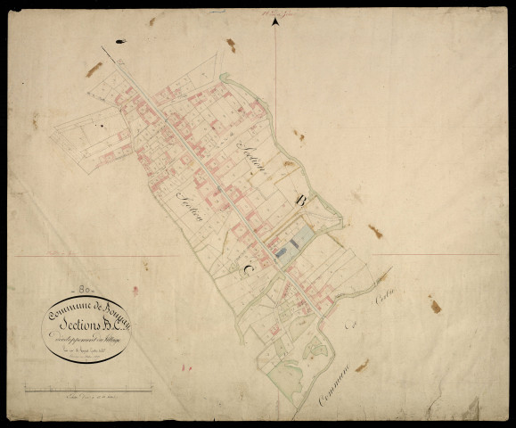 Plan du cadastre napoléonien - Bonnay : Village (Le), B et C développées