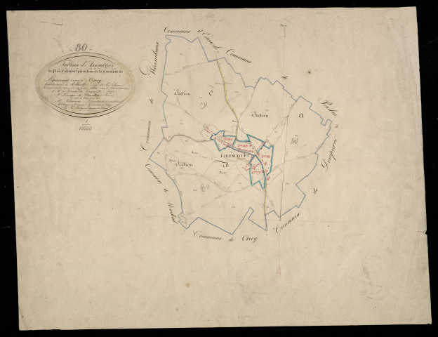 Plan du cadastre napoléonien - Ligescourt : tableau d'assemblage