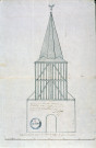 Élévation du petit clocher de l'église du village de Lignières-Foucaucourt