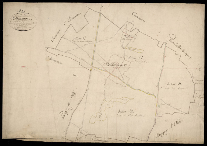 Plan du cadastre napoléonien - Bellancourt : tableau d'assemblage