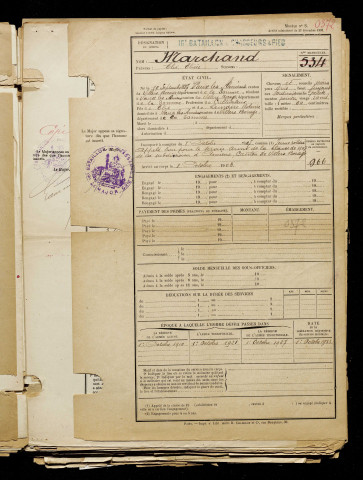 Marchand, Elie Elisée, né le 19 septembre 1887 à Vaux-en-Amiénois (Somme), classe 1907, matricule n° 966, Bureau de recrutement d'Amiens