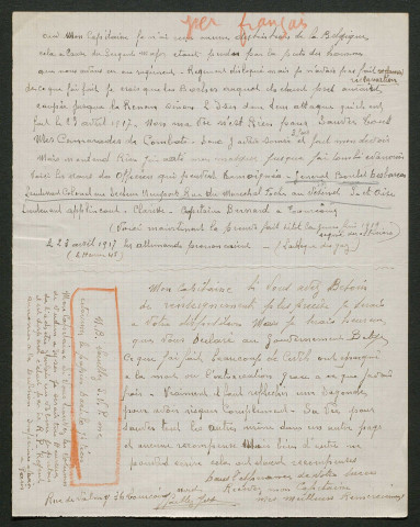 Témoignage de Gaillez, Joseph (Clairon) et correspondance avec Jacques Péricard