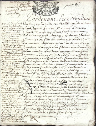 Etude de Me Claude Delewarde à Amiens (étude n°14). Minutes de l'année 1717