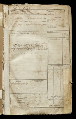 Dubuffet, Gustave Victor Henri, né le 21 janvier 1893 à Beaumont-Hamel (Somme), classe 1913, matricule n° 501, Bureau de recrutement de Péronne