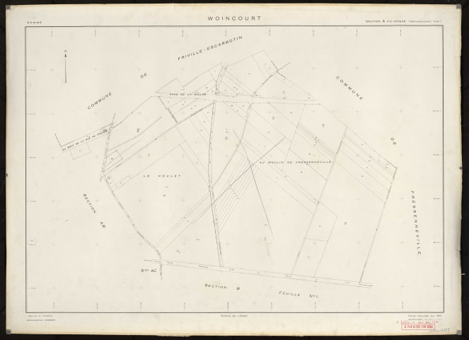 Plan du cadastre rénové - Woincourt : section A