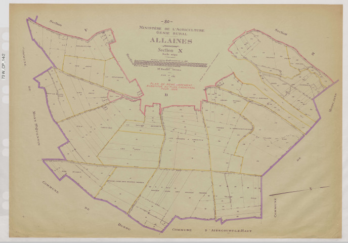 Plan du cadastre rénové - Allaines : section X