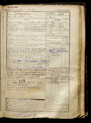 Gourlin, Léon Albert, né le 11 avril 1900 à Noyelles-sur-Mer (Somme), classe 1920, matricule n° 411, Bureau de recrutement d'Amiens