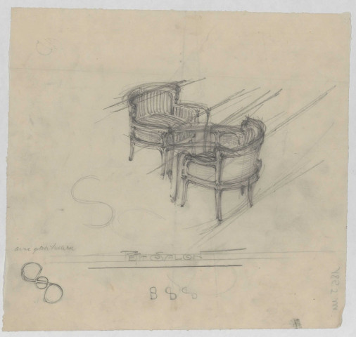 Un confident, causeuse, du Petit Salon de l'Hôtel Bouctot-Vagniez