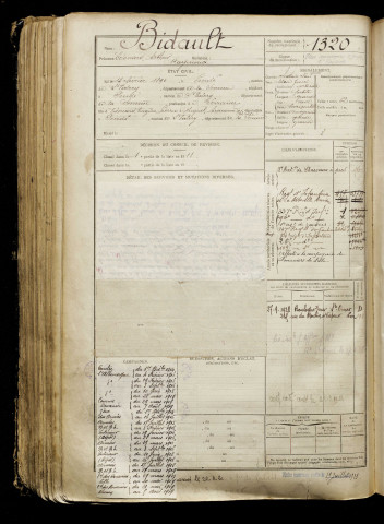 Bidault, Edouard Arthur Raymond, né le 13 février 1890 à Pendé (Somme), classe 1910, matricule n° 1320, Bureau de recrutement d'Abbeville