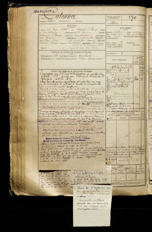 Catonnet, Robert Armand, né le 26 juin 1896 à Mesnil-Saint-Georges (Somme), classe 1916, matricule n° 170, Bureau de recrutement de Péronne