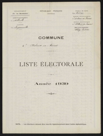 Liste électorale : Acheux-en-Vimeu