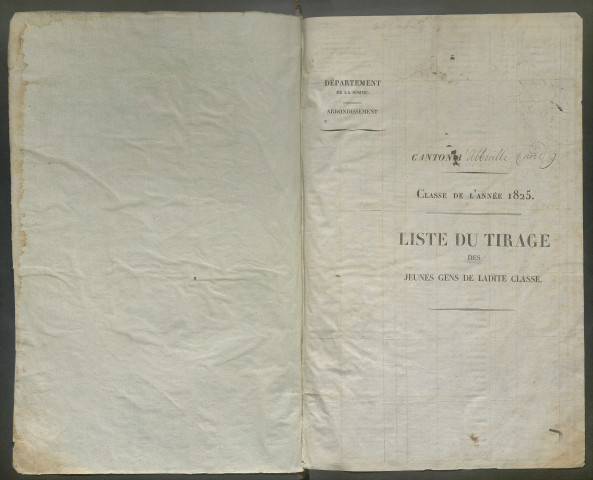 Tirage au sort (arrondissement d'Abbeville) de l'année 1825