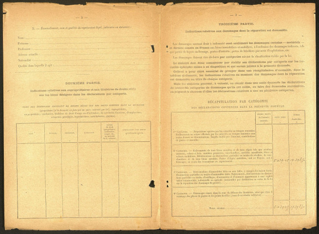 Ham. Demande d'indemnisation des dommages de guerre : dossier Genty