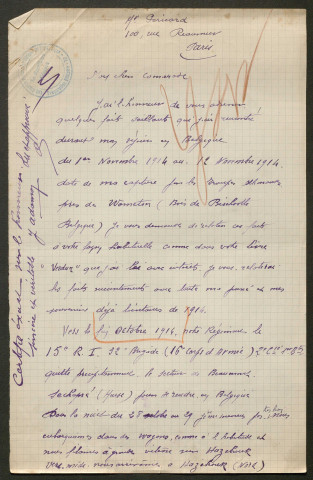 Témoignage de Adamo, Jean Marie (Président des Anciens poilus d'Afrique du Nord) et correspondance avec Jacques Péricard