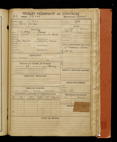 Jolibois, Henri Georges, né le 05 février 1892 à Hornoy-le-Bourg (Somme), classe 1912, matricule n° 696, Bureau de recrutement d'Amiens