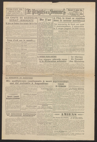 Le Progrès de la Somme, numéro 23178, 19 janvier 1944