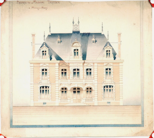 Maison particulière, propriété de Mme Tartier : dessin de l'architecte Delefortrie