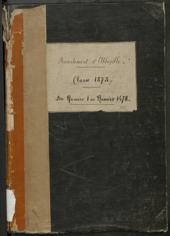 Abbeville : liste des matricules n° 1 à 1478 de la classe 1873