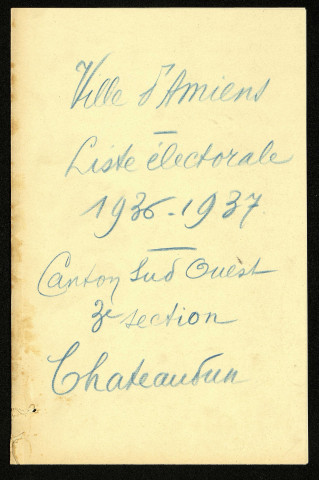 Liste électorale : Amiens, 3ème Section (Châteaudun)