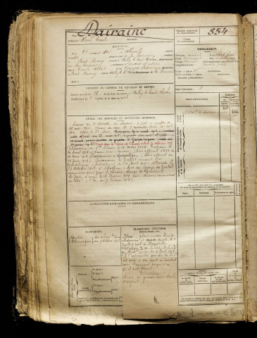Dairaine, René Emile, né le 21 mars 1894 à Abbeville (Somme), classe 1914, matricule n° 854, Bureau de recrutement d'Abbeville