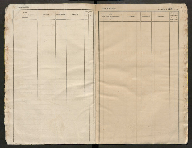 Table du répertoire des formalités, de Beauv à Blin, registre n° 1 ter (Péronne)