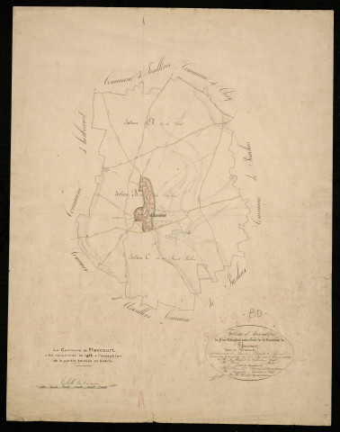 Plan du cadastre napoléonien - Flaucourt : tableau d'assemblage