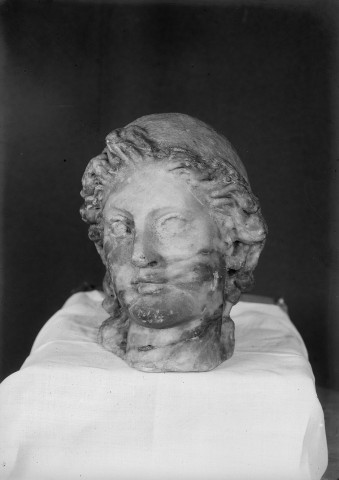 Musée de Picardie, fragment de sculpture représentant une tête d'adulte (collection Lagrené)