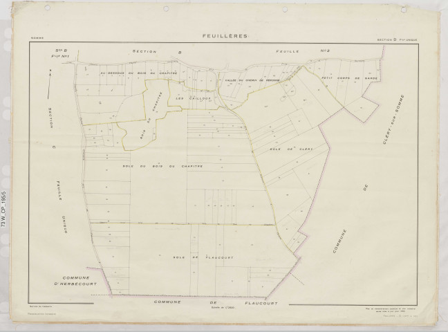 Plan du cadastre rénové - Feuillères : section D