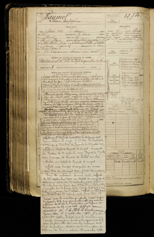 Waymel, Maurice Louis Joseph, né le 05 février 1882 à Amiens (Somme), classe 1902, matricule n° 1374, Bureau de recrutement d'Amiens